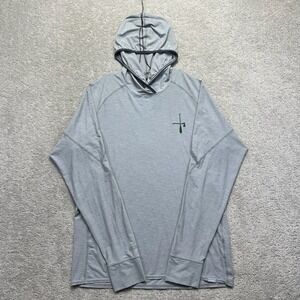 NRS Hoodie Mens Small Gray H2Core Silkweight UPF 50+ Sun Shirt Paddle Hatchet
